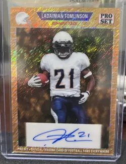 2024 Leaf Pro Set LaDainian Tomlinson Autograph 1/1 Gold Sparkle Chargers - Image 1