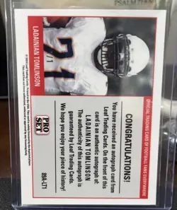 2024 Leaf Pro Set LaDainian Tomlinson Autograph 1/1 Gold Sparkle Chargers - Image 2