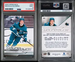 Macklin Celebrini Young Guns PSA 9 2024-25 Upper Deck Series 2 #451 SJ Sharks - Image 1