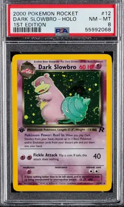 PSA 8 2000 POKEMON ROCKET | 1ST EDITION DARK SLOWBRO-HOLO 12 *PARTIAL SWIRL* - Image 3