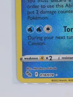 Pokemon TCG Radiant Blastoise Holo Card 018/078 Pokemon Go Rare, Near Mint/Mint - Image 2