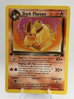 Pokemon TCG Dark Flareon Card 35/82 Non Holo 1st Edition NM - Image 1