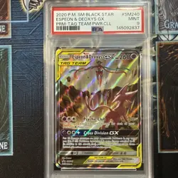 Pokemon TCG Espeon & Deoxys GX SM240 Black Star Promo Holo Card PSA 9! - Image 1
