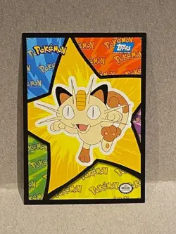 Topps 1999 Pokemon The Movie Sticker Series Card Meowth Blue Label Rare - Image 1