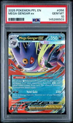 2025 POKEMON PFL EN-PHANTASMAL FLAMES #056 MEGA GENGAR EX PSA 10 - Image 1