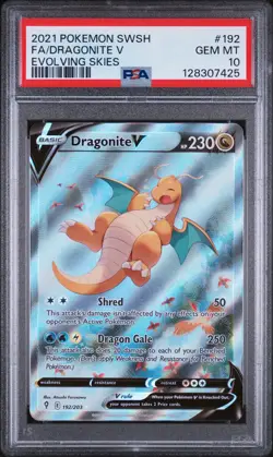 2021 POKEMON SWORD & SHIELD EVOLVING SKIES #192 FULL ART/DRAGONITE V PSA 10 - Image 1
