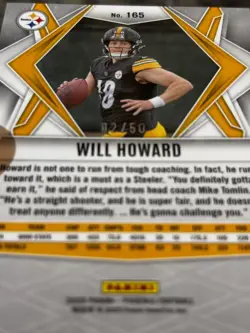 2025 Panini Phoenix - Rookies Will Howard #165 Bronze Hyper 2 /50 (RC) - Image 2