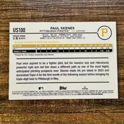 2024 Topps Update Paul Skenes Base Rookie #US100 Pittsburgh Pirates RC - Image 2