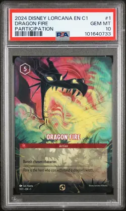2024 DISNEY LORCANA EN C1-LORCANA CHALLENGE PROMO #1 DRAGON FIRE PSA 10 - Image 1