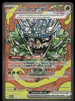 Pokemon Cards Teal Mask Ogerpon ex 145/131 Prismatic Evolutions NM - Image 1