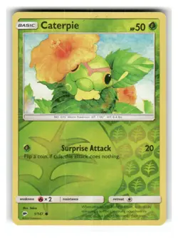 Caterpie 1/147 Common Burning Shadows Pokemon Reverse Holo Lightly Played - Image 1