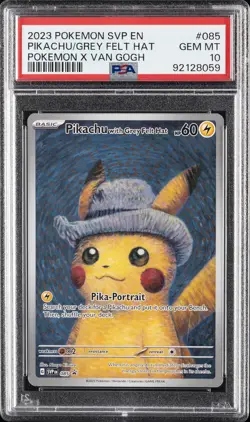 2023 POKEMON SVP EN-SV BLACK STAR PROMO #085 PIKACHU WITH GREY FELT HAT PSA 10 - Image 1
