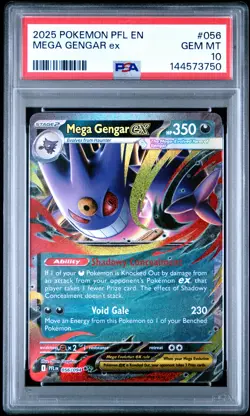 2025 POKEMON PFL EN-PHANTASMAL FLAMES #056 MEGA GENGAR EX PSA 10 - Image 1