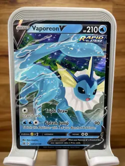 Pokemon TCG Vaporeon v SWSH150 Sword & Shield Promo, Holo, Near Mint Condition - Image 1