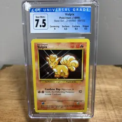 Pokemon TCG Vulpix Base Set 68/102 Regular Unlimited Graded CGC 7.5 VTG 1999 - Image 1