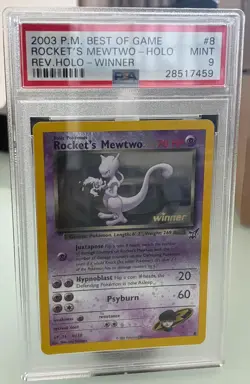 PSA 9 MINT Pokemon Rocket’s Mewtwo Best of Game Winner Promo - Image 1