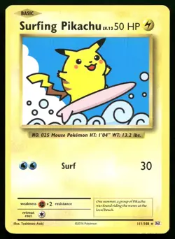 Surfing Pikachu 111/108 Evolutions EVO Secret Rare Pokemon LP - Image 1