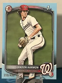 2025 Bowman Draft Baseball Landon Harmon Sky Blue 1st Bowman /499 #BD-44 - Image 1