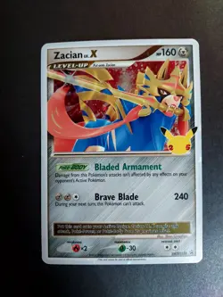 Zacian LV.X SWSH135 Celebrations Black Star Promo Card Near Mint Condition - Image 1