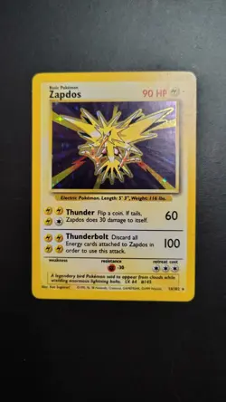 Pokemon TCG Zapdos Holo Rare Card 16/102 Base Set English - Image 1