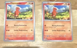 Pokemon Charmander Regular Basic 2 Card Lot 004/165 2023 Pokemon TCG English - Image 1