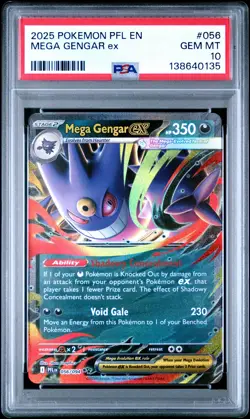 2025 POKEMON PFL EN-PHANTASMAL FLAMES #056 MEGA GENGAR EX PSA 10 - Image 1