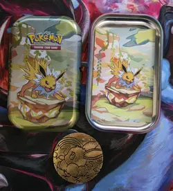 Pokemon Prismatic Evolutions Mini Tin Jolteon - Empty No Cards - coin & art - Image 1