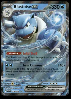 Pokemon TCG Blastoise ex #009/165 151 MEW EN Holo Double Rare NM SV Modern - Image 1