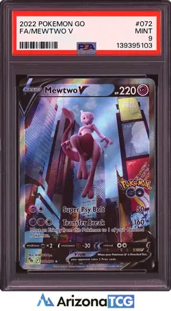 Pokemon 2022 Mewtwo V 072/078 Full Art Pokemon GO PSA 9 - Image 1