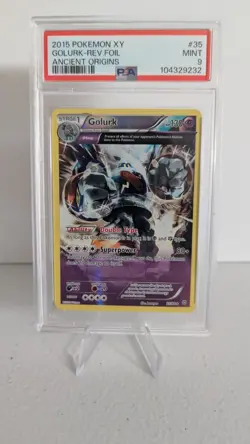 2015 POKEMON XY ANCIENT ORIGINS #35 GOLURK-REVERSE FOIL PSA 9 - Image 1