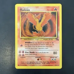 Pokemon TCG Vintage Non Holo Rare Fossil Moltres WotC 1999 - Image 1