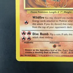 Pokemon TCG Vintage Non Holo Rare Fossil Moltres WotC 1999 - Image 5