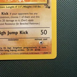 Pokemon Vintage Non-holo Rare Hitmonlee 22/62 Fossil Wotc 1999 - Image 4