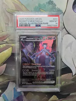 2025 POKEMON DRI EN-DESTINED RIVALS #231 TEAM ROCKET'S MEWTWO EX PSA 10 - Image 1