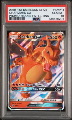 2019 POKEMON SM BLACK STAR PROMO HIDDEN FATES TINS #SM211 CHARIZARD GX PSA 10 - Image 1