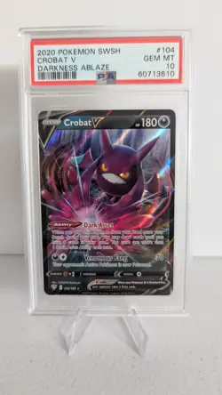 2020 POKEMON SWORD & SHIELD DARKNESS ABLAZE #104 CROBAT V PSA 10 - Image 1