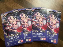 One Piece OP14 The Azure Sea’s Seven Sleeved Booster Pack Lot Of 4 - In Hand - Image 1
