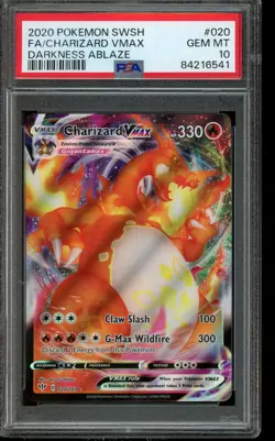 PSA 10 GEM MINT Pokemon Charizard VMAX Darkness Ablaze Full Art 020/189 - Image 1