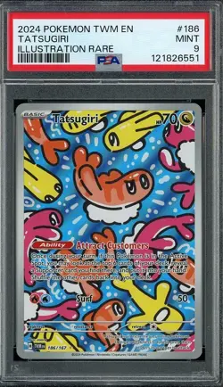 2024 Pokemon Twilight Masquerade 186/167 TATSUGIRI Illustration Rare PSA 9 Mint - Image 1