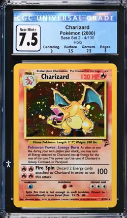 2000 POKEMON BASE SET 2 CHARIZARD CGC 7.5 - Image 1