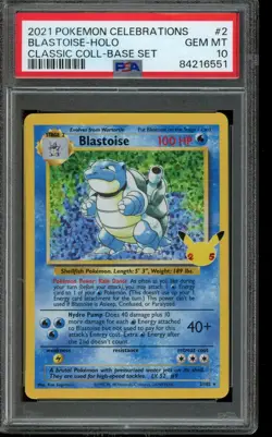 PSA 10 GEM MINT Pokemon Blastoise Celebrations Classic Collection 2/102 - Image 1