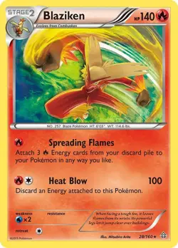 Blaziken Holo Rare XY - Primal Clash 28/160 NM Reverse Holofoil - Image 1