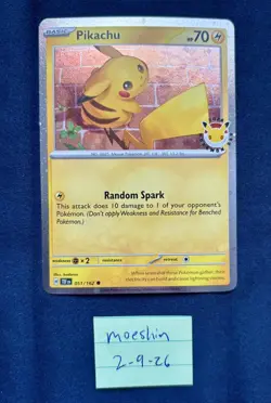 Pikachu (Pokemon Day 2026, 30th Anniversary) 051/162 Holo Temporal Forces Card - Image 3