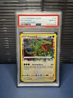 2020 POKEMON Sword & Shield Vivid Voltage RAYQUAZA Card #138 PSA 10 - Image 1