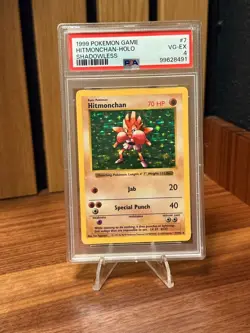 1999 Pokemon Card Hitmonchan 007/102 Base Set (Shadowless) Hol - PSA 4 VG-EX - Image 1