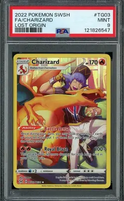 2022 Pokemon SWSH Lost Origin TG03 CHARIZARD Full Art PSA 9 Mint - Image 1