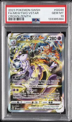 2023 POKEMON SWORD & SHIELD CROWN ZENITH #GG44 FULL ART/MEWTWO VSTAR PSA 10 - Image 1