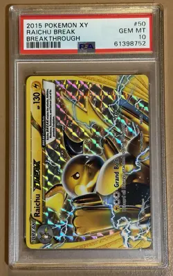 2015 POKEMON XY BREAKTHROUGH #50 RAICHU BREAK PSA 10 - Image 1