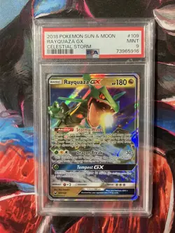 2018 Pokemon Sun & Moon Celestial Storm #109 Rayquaza GX PSA 9 MINT - Image 1