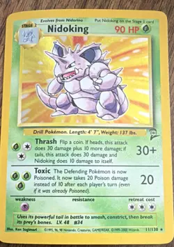 Pokemon TCG Nidoking 11/130 Base Set 2 Holo Rare 90 HP Stage 2 Wizards EN - Image 1